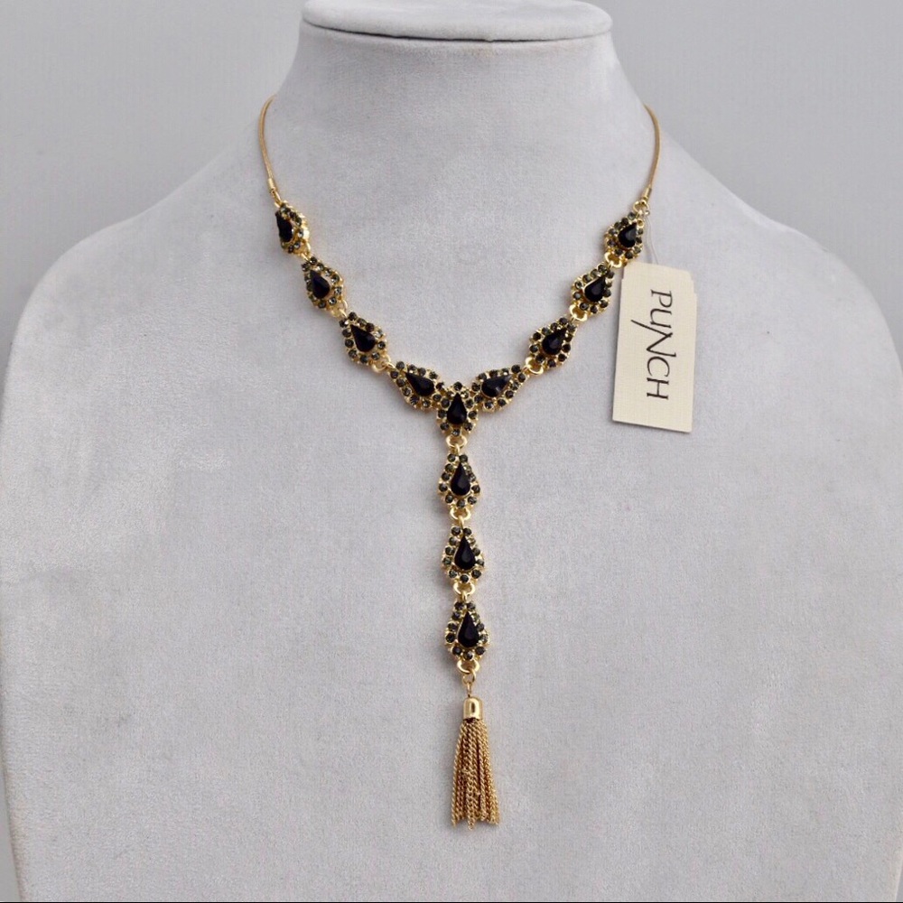 Gold Adjustable Statement Y Shaped Necklace